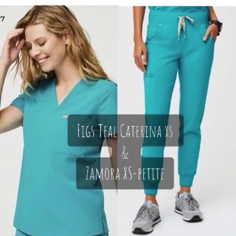*SOLD* figs TEAL XSP Zamora Jogger & XS Catarina Top SET